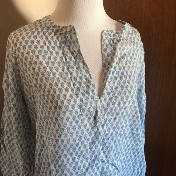 J. Crew Blue Printed Blouse Size 8 - Picture 2 of 4